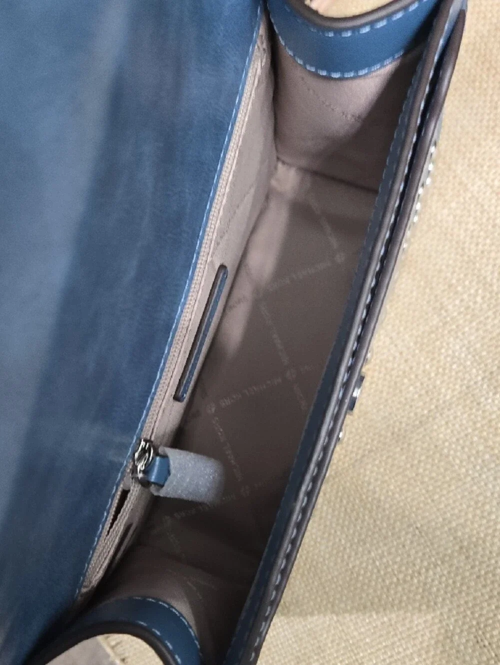 Michael Kors Sky Blue Studded Leather Chain Crossbody